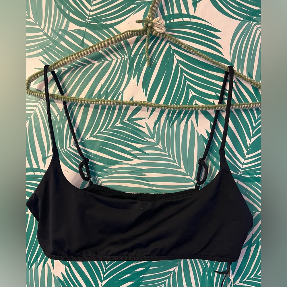 Skims classic swim square neck scoop top obsidian sz XL NWT